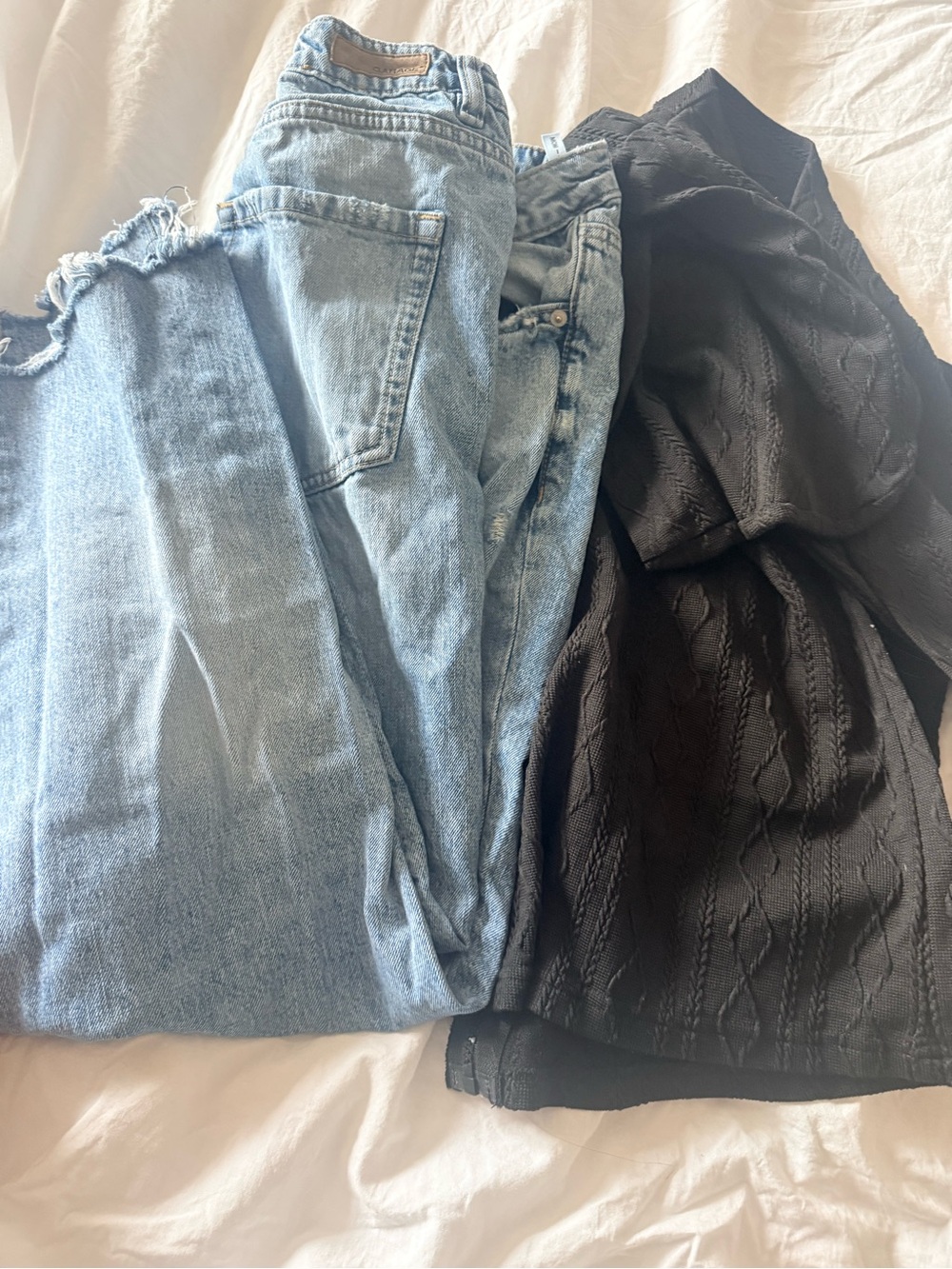Light Blue Boyfriend Jeans - Women's Relaxed Fit and jacket M/l